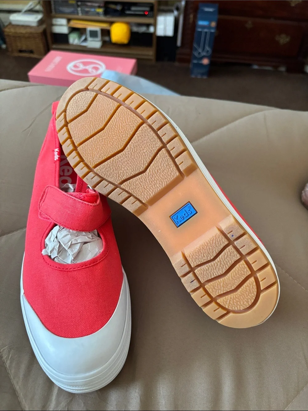 Keds Red Canvas Mary Jane platform Sneakers